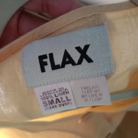 FLAX I Relax, I Let Go Linen Blouse Button Up V Neck Quarter Sleeve Small - Picture 5 of 5